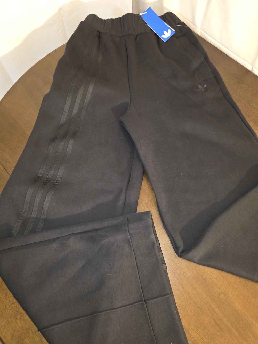 Adidas Off-Placed 3 Stripe Wide-Leg Black on Black Pants, New! Sz XS - Picture 14 of 14